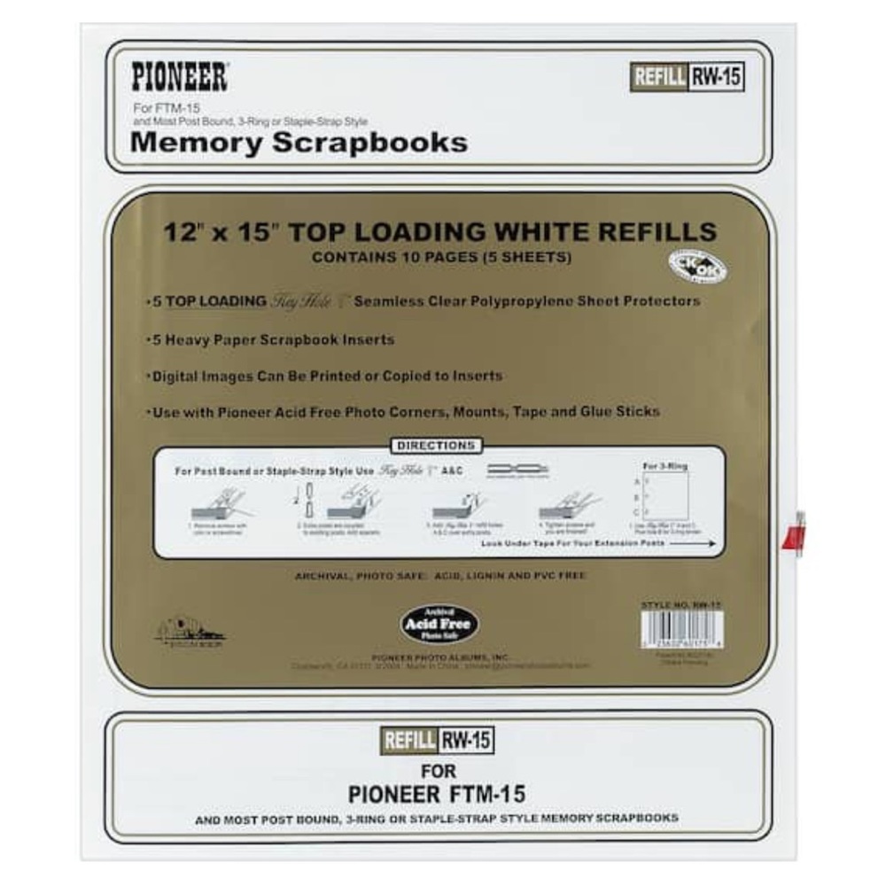 📚 Pioneer Top Loading Scrapbook White Refills